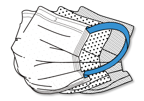 Illustration einer MNS-Maske mit 3 Schichten